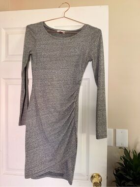 Leith Gray Long Sleeve Ruched Bodycon Dress